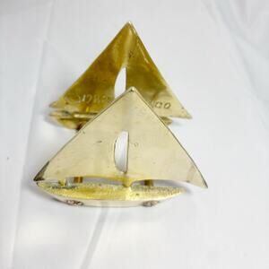 Midcentury Nautical Brass Sailboat Catamaran Yacht – Signed Penco Decor